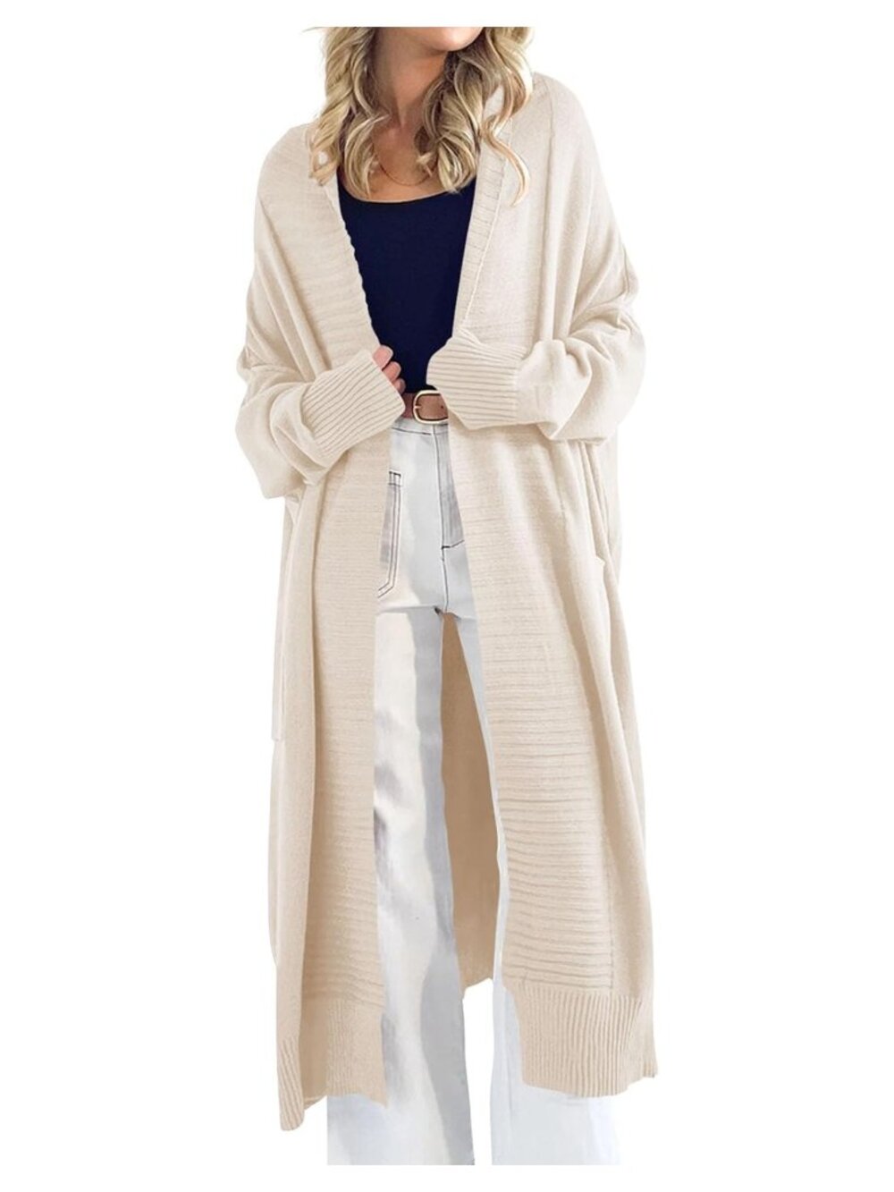 Womens Oversized Chunky Knit Long Cardigan Sweater Coat with Pockets